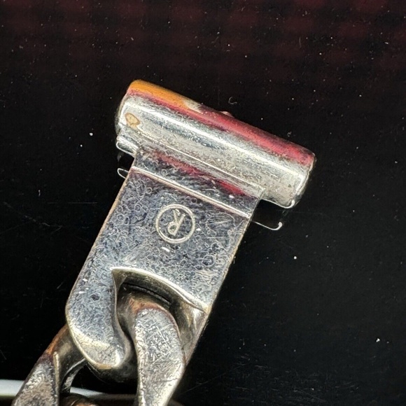 LOUIS VUITTON M68273 Brass Metal LV Chain Links M Bracelet Silver Unisex Z000621 - Picture 3 of 15